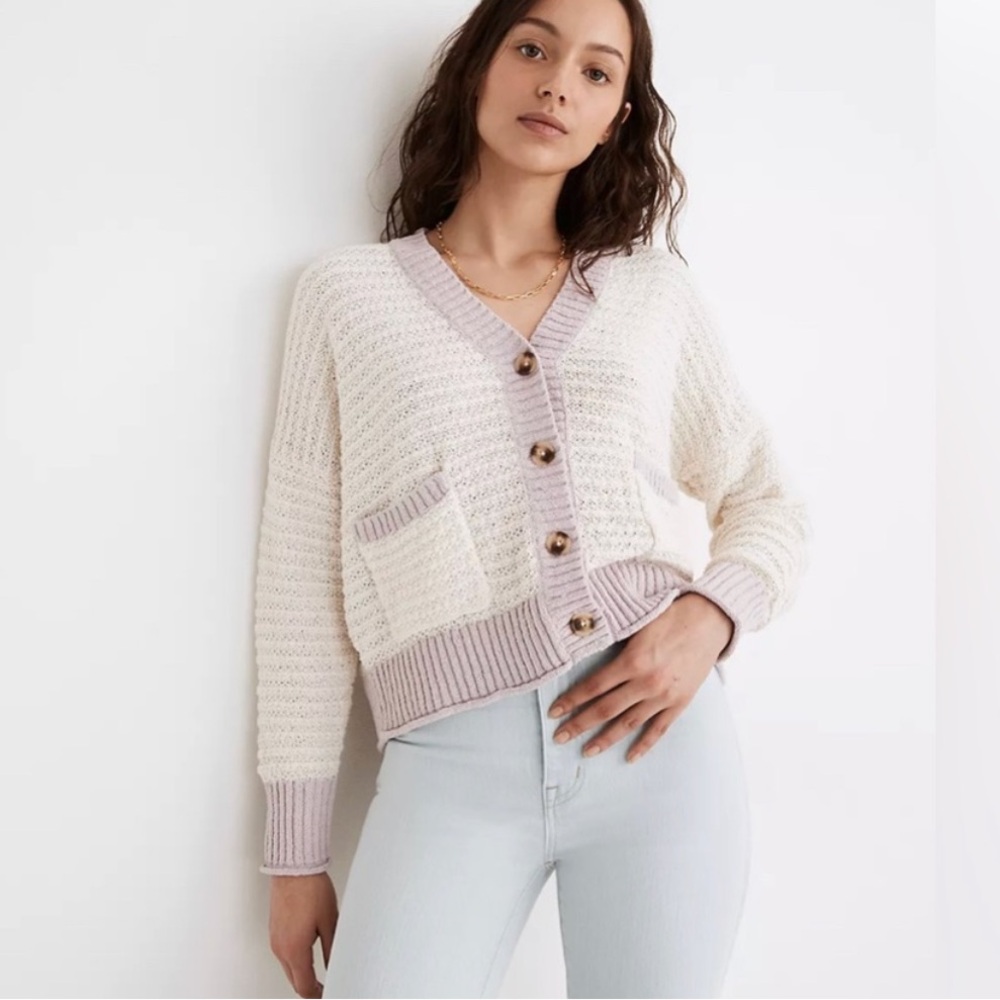 Madewell Kokomo Colorblock cropped Cardigan size XS